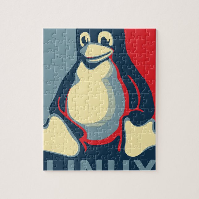 Linux-Smoking-Pinguin klassisches Obama-Plakat Puzzle (Vertikal)