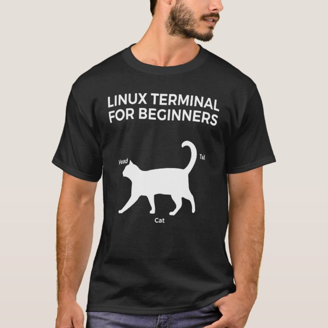 Linux Terminal für Anfänger Funny Cat T-Shirt (Vorderseite)