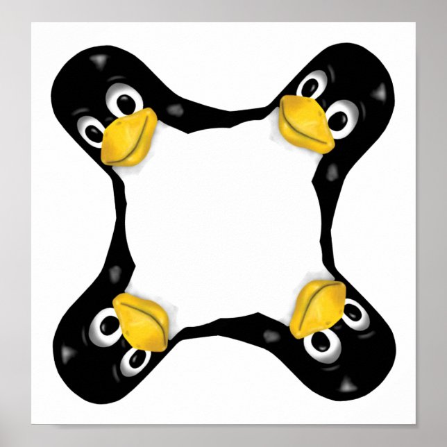 LINUX TUX 4 HEADS POSTER (Vorne)
