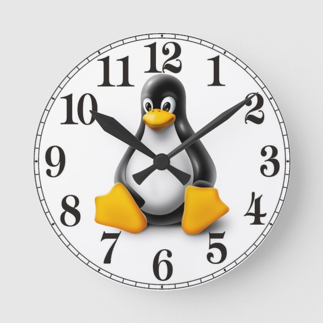 Linux Tux der Pinguin Runde Wanduhr (Vorderseite)