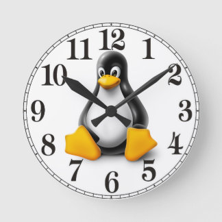 Linux Tux der Pinguin Runde Wanduhr