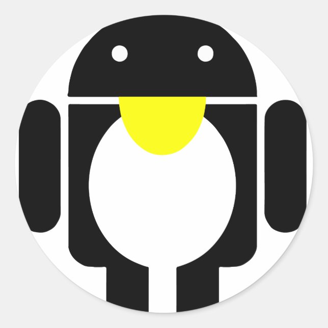 Linux Tux Pinguin-Android Runder Aufkleber (Vorderseite)
