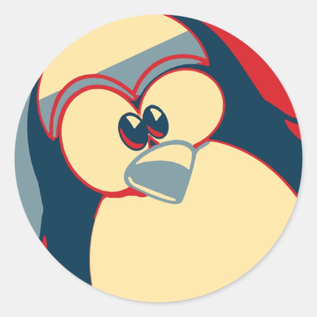 Linux Tux Pinguin Obama Poster Runder Aufkleber (Vorderseite)