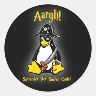 Linux Tux Pinguin Pirate Sticker Black Ubuntu etc.