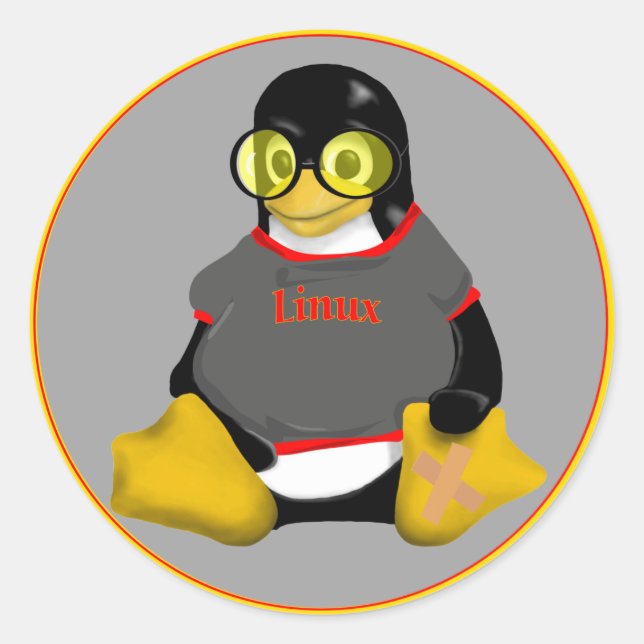 LINUX TUX SUN GLASSEN 1 RUNDER AUFKLEBER (Vorderseite)