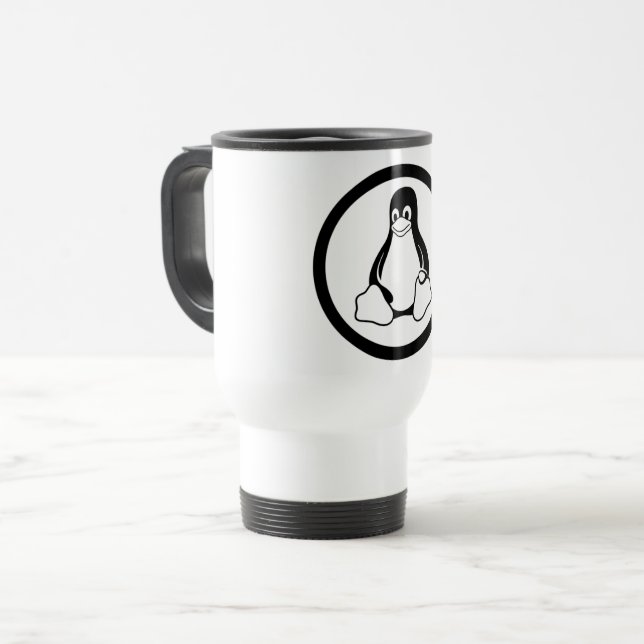 Linux Tux-Tasse Reisebecher (Vorderseite Links)