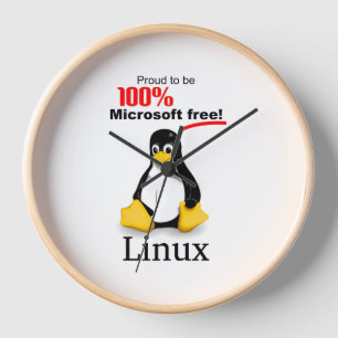 Linux Wanduhr mit brauner Einfassung - Microsoft f