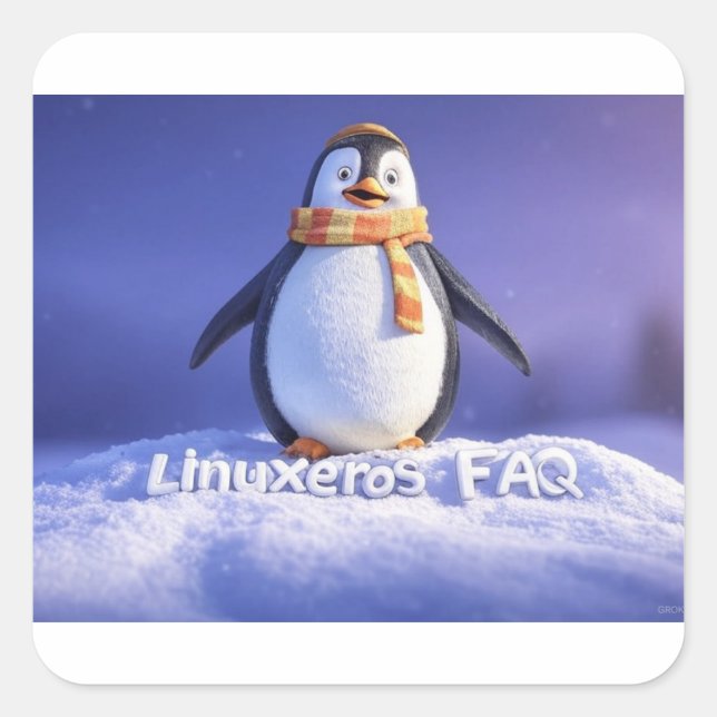 Linuxeros FAQ Quadratischer Aufkleber (Vorderseite)
