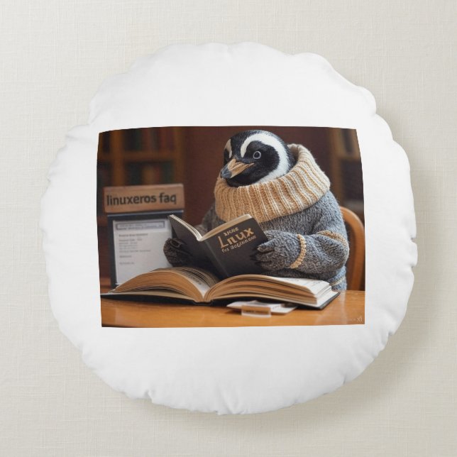 Linuxeros FAQ Rundes Kissen (Vorderseite)