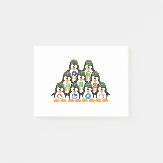 LinuxTuxpenguin-Armee distro Logo-T - Shirt Post-it Klebezettel (Vorderseite)