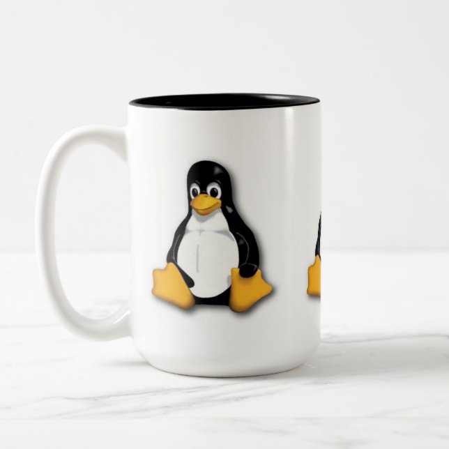 LinuxTuxpenguin-Tasse Zweifarbige Tasse (Links)