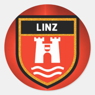 Linz Flag Runder Aufkleber