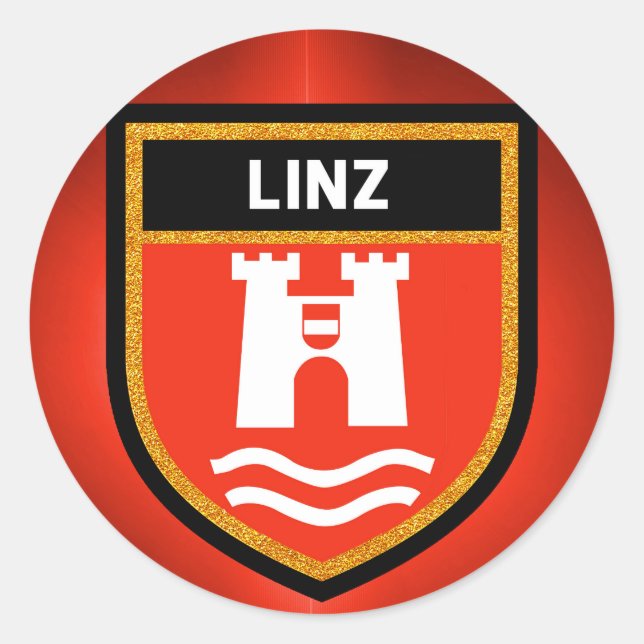 Linz Flag Runder Aufkleber (Vorderseite)