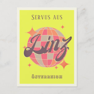 Linz Österreich neon disco Postcard Postkarte