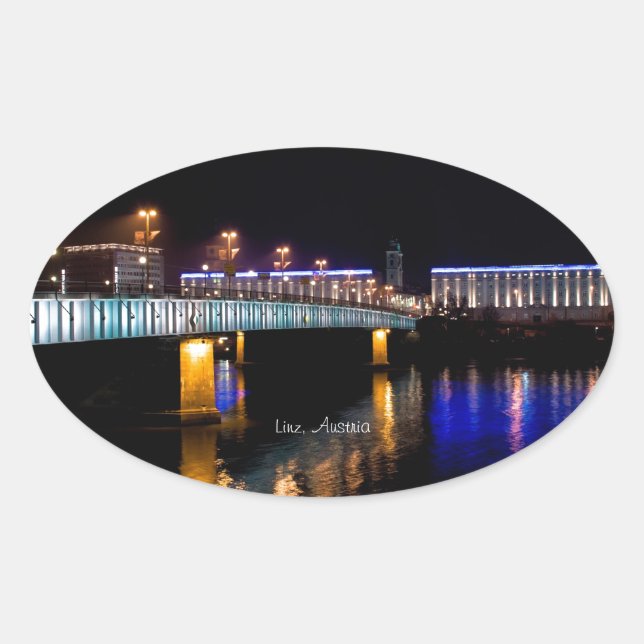 Linz, Österreich Ovaler Aufkleber (Vorderseite)