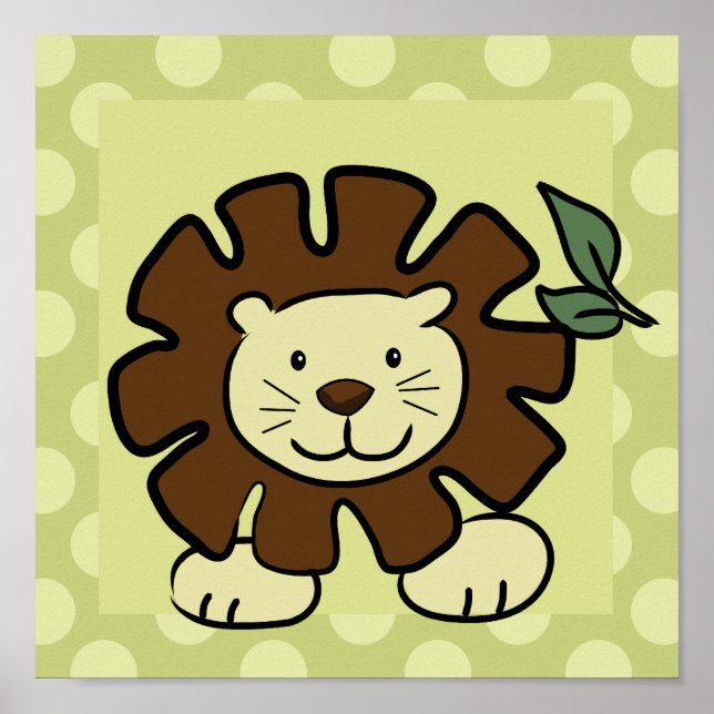Lion 10x10 Square Print in Grün Poster (Vorne)