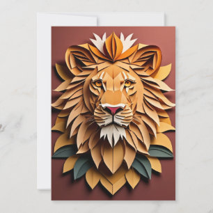 Lion 3D Paper Art Design T - Shirt Einladung
