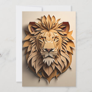 Lion 3D Paper Art Design T - Shirt Einladung