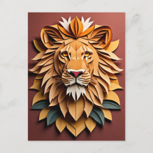 Lion 3D Paper Art Design T - Shirt Postkarte
