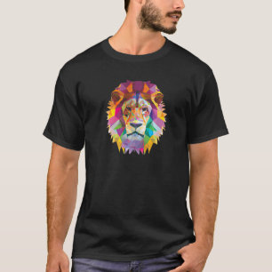 Lion Abstrakt Polygon Cool Geometric Wild Animal 2 T-Shirt