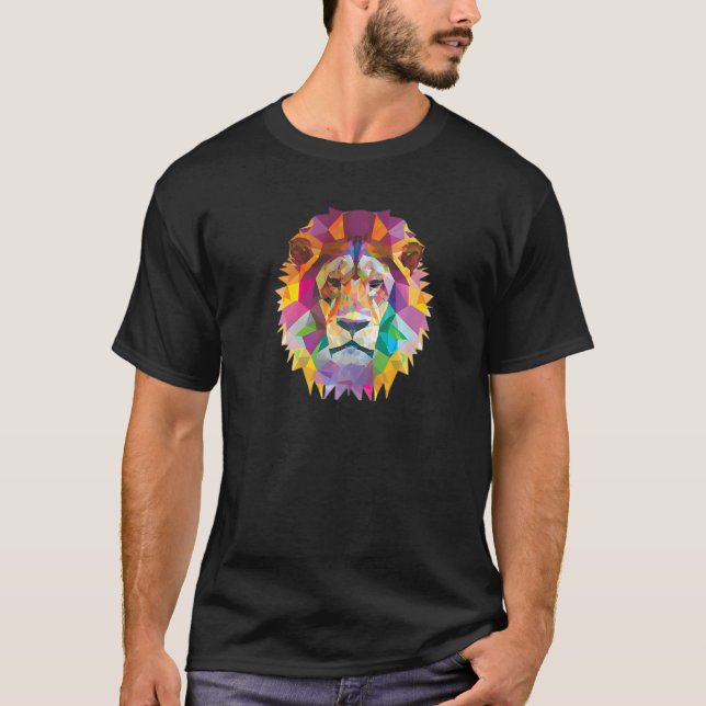 Lion Abstrakt Polygon Cool Geometric Wild Animal 2 T-Shirt (Vorderseite)