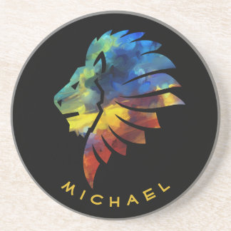 Lion abstrakte, farbenfrohe Kunstkronen für Männer Getränkeuntersetzer