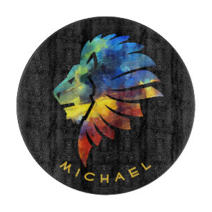 Lion abstrakte, farbenfrohe Kunstkronen für Männer Schneidebrett