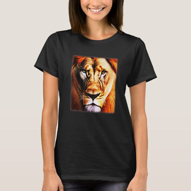 Lion Africa predator print head imprint with wild  T-Shirt (Vorderseite)