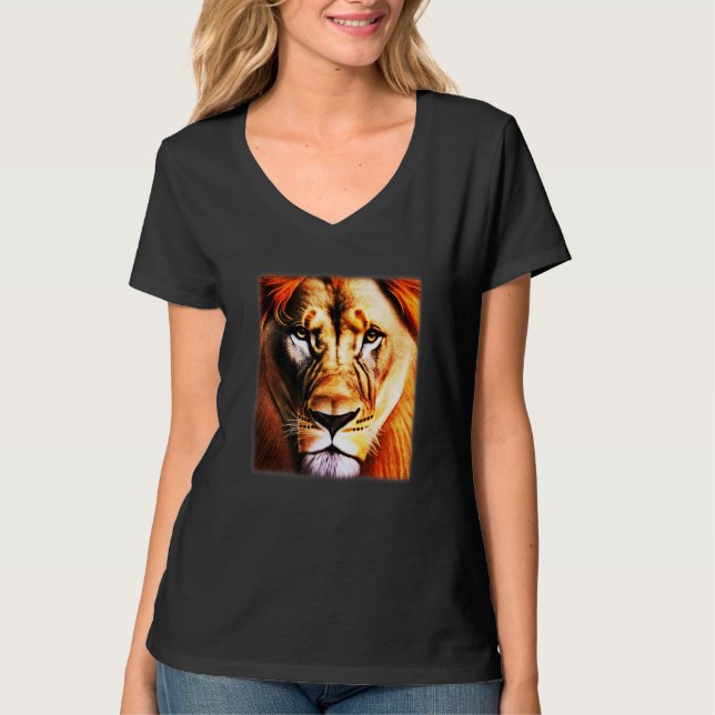 Lion Africa predator print head imprint with wild  T-Shirt (Vorderseite)