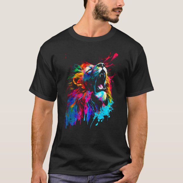 Lion African Pop Art T-Shirt (Vorderseite)