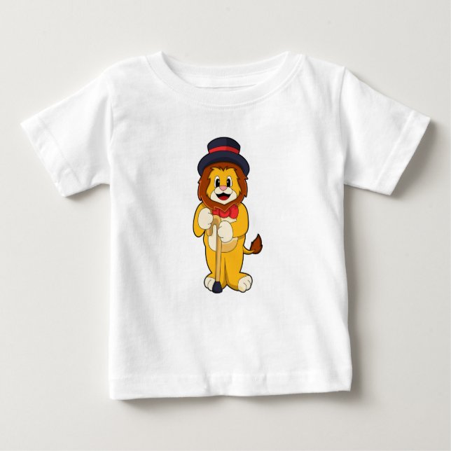 Lion als Gentleman mit Hat Baby T-shirt (Vorderseite)