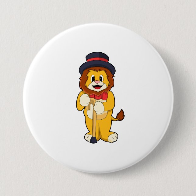 Lion als Gentleman mit Hat Button (Vorderseite)