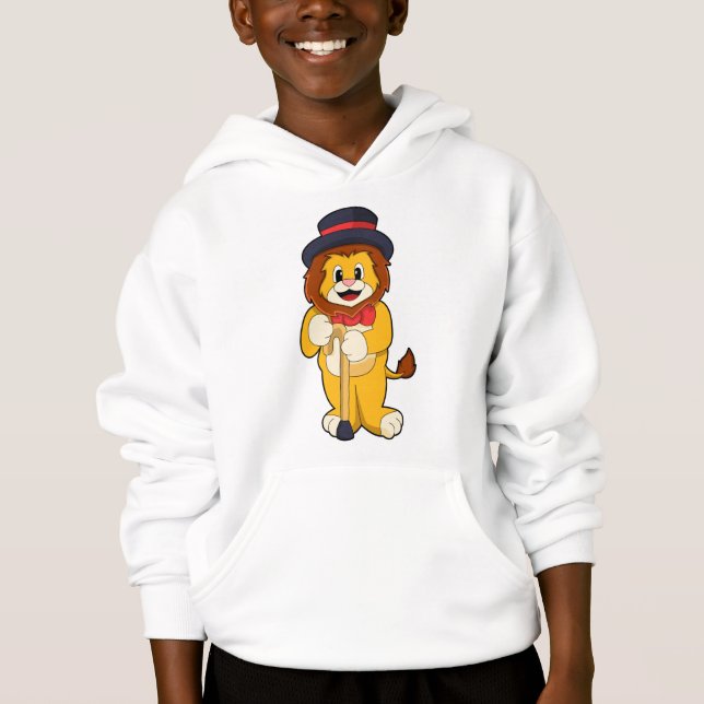 Lion als Gentleman mit Hat Hoodie (Vorderseite)
