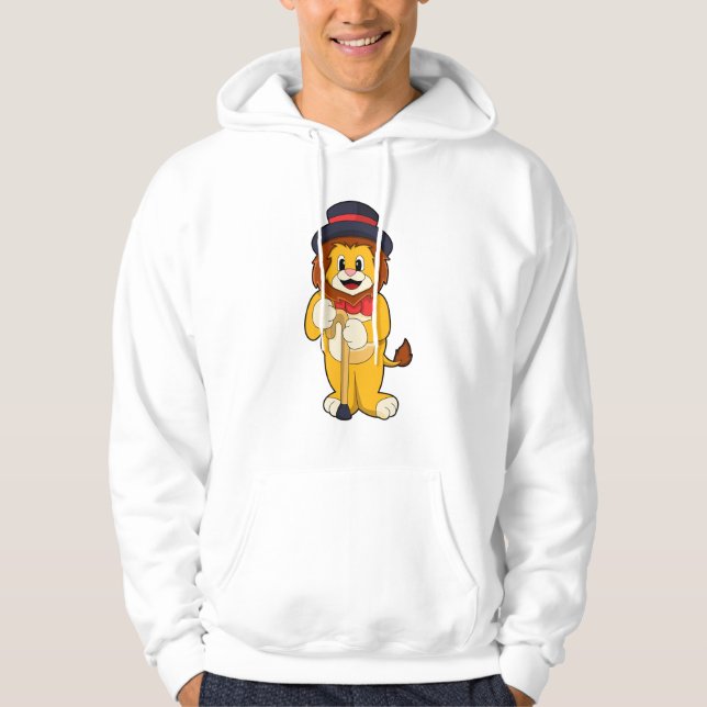 Lion als Gentleman mit Hat Hoodie (Vorderseite)