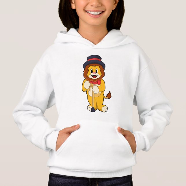 Lion als Gentleman mit Hat Hoodie (Vorderseite)