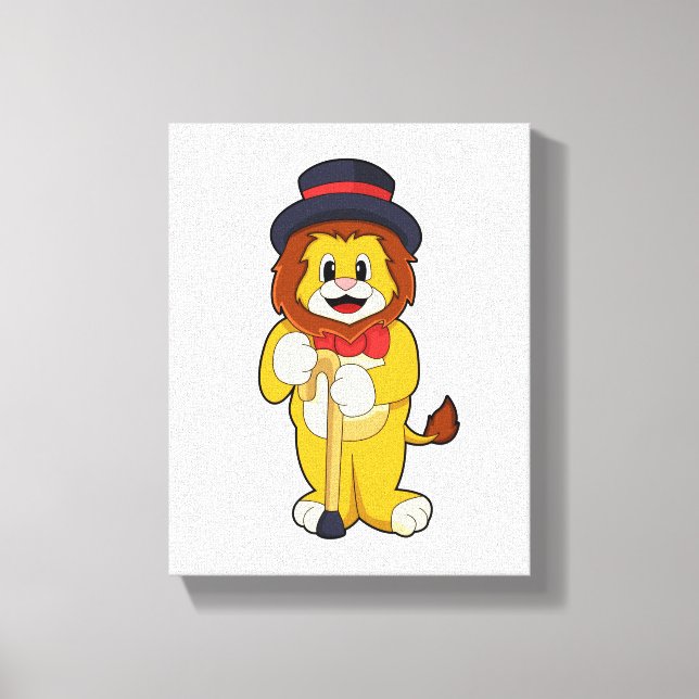 Lion als Gentleman mit Hat Leinwanddruck (Vorderseite)