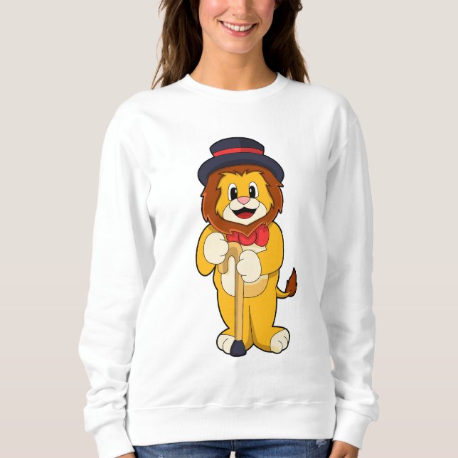 Lion als Gentleman mit Hat Sweatshirt (Vorderseite)