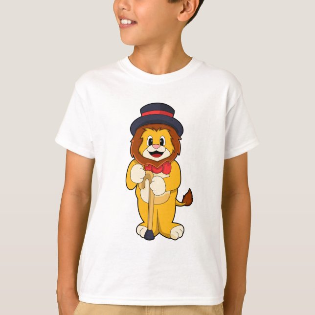 Lion als Gentleman mit Hat T-Shirt (Vorderseite)
