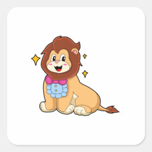 Lion als Gentleman mit Krawatte.PNG Quadratischer Aufkleber