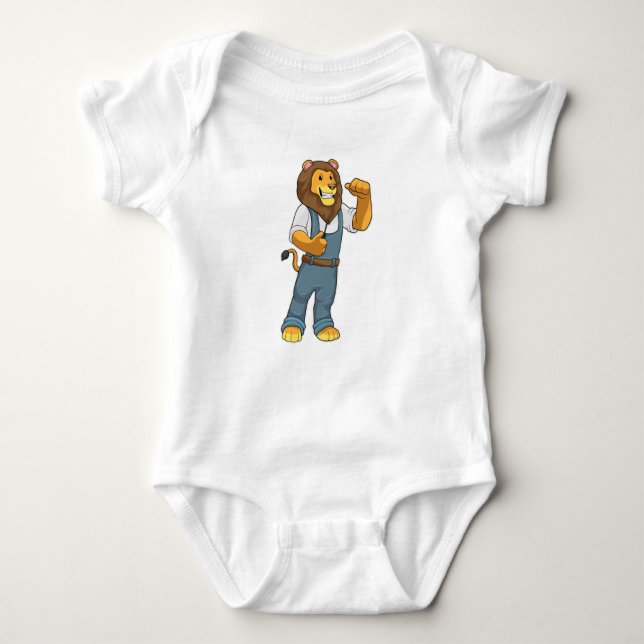 Lion als Handyman Schraubenzieher Baby Strampler (Vorderseite)