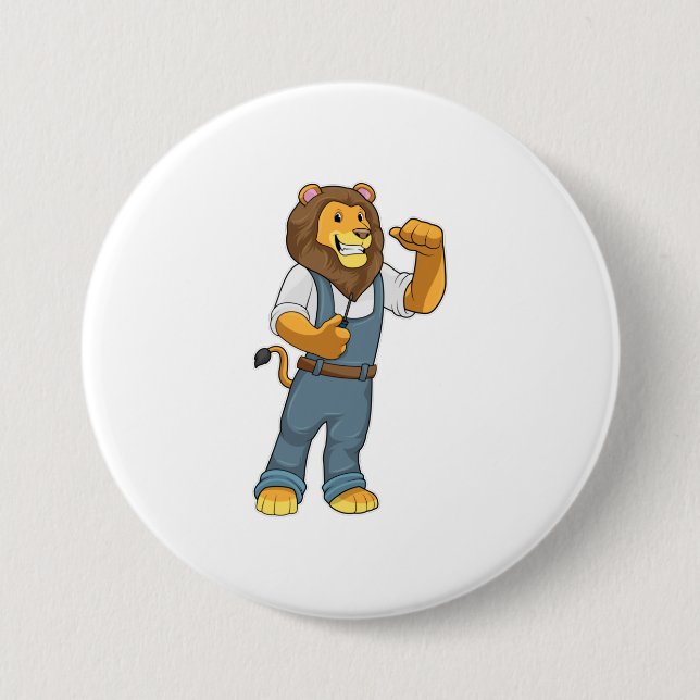 Lion als Handyman Schraubenzieher Button (Vorderseite)