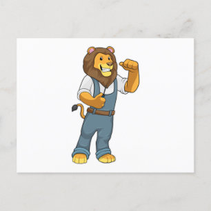 Lion als Handyman Schraubenzieher Postkarte