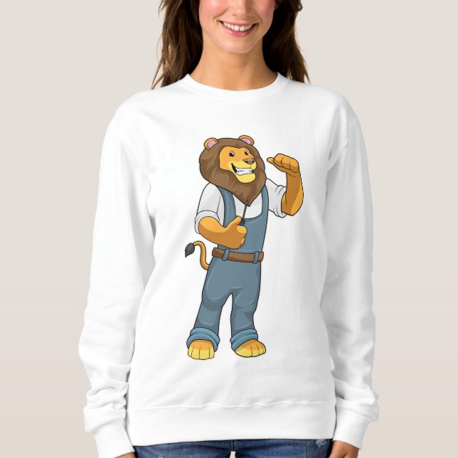 Lion als Handyman Schraubenzieher Sweatshirt (Vorderseite)