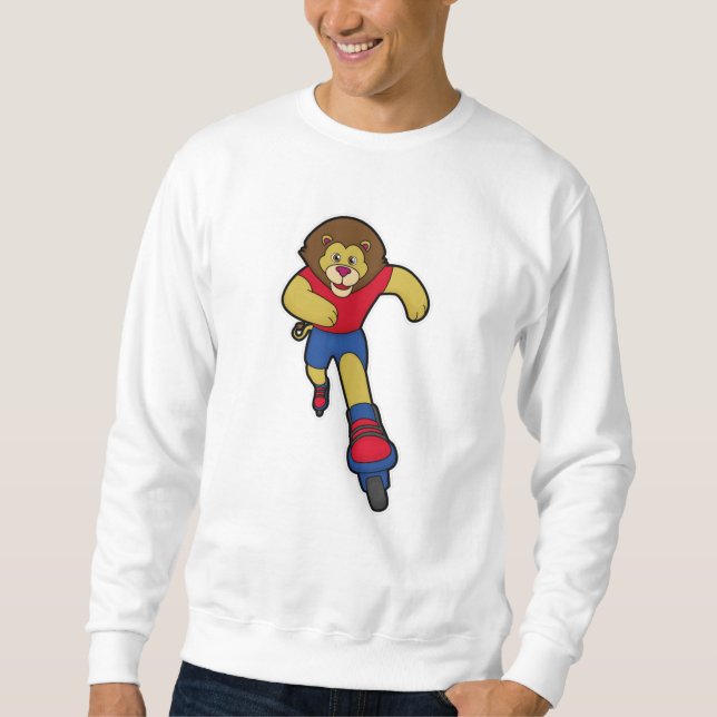 Lion als Skater mit Inline-Skaten Sweatshirt (Vorderseite)