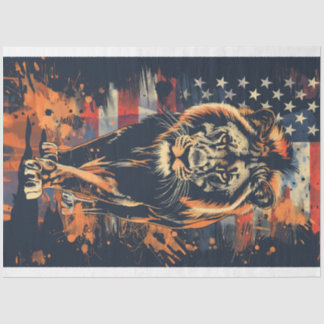 Lion & American Flag Seidenpapier