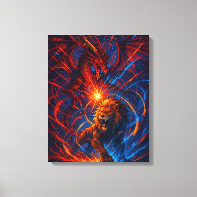 Lion and Dragon Wall Art – Elemental Energy Leinwanddruck (Vorderseite)