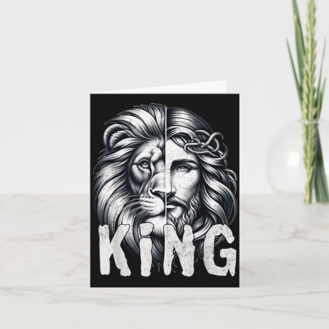 Lion And Jesus King Christian Faith Design  Karte (Vorderseite)