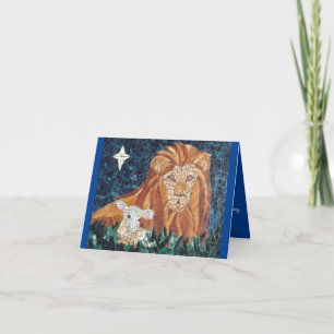 Lion and Lamb Religious Christmas Card Feiertagskarte