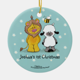 Lion and Lamb True Friends-1. Weihnachtsdekoration Keramikornament
