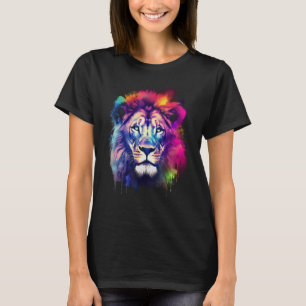 Lion Animal Art - Animal Motif - farbenfrohe blaue T-Shirt